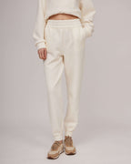 Cream-colored soft cotton casual trousers with a slight texture | HEIDI Nolo Store