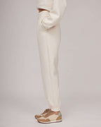 Cream-colored soft cotton casual trousers with a slight texture | HEIDI Nolo Store
