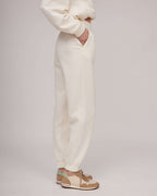 Cream-colored soft cotton casual trousers with a slight texture | HEIDI Nolo Store