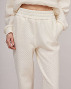 Cream-colored soft cotton casual trousers with a slight texture | HEIDI Nolo Store