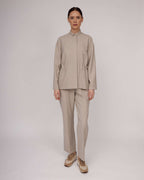 Light beige tweed jacket with a cinched waist | NERINA Nolo Store