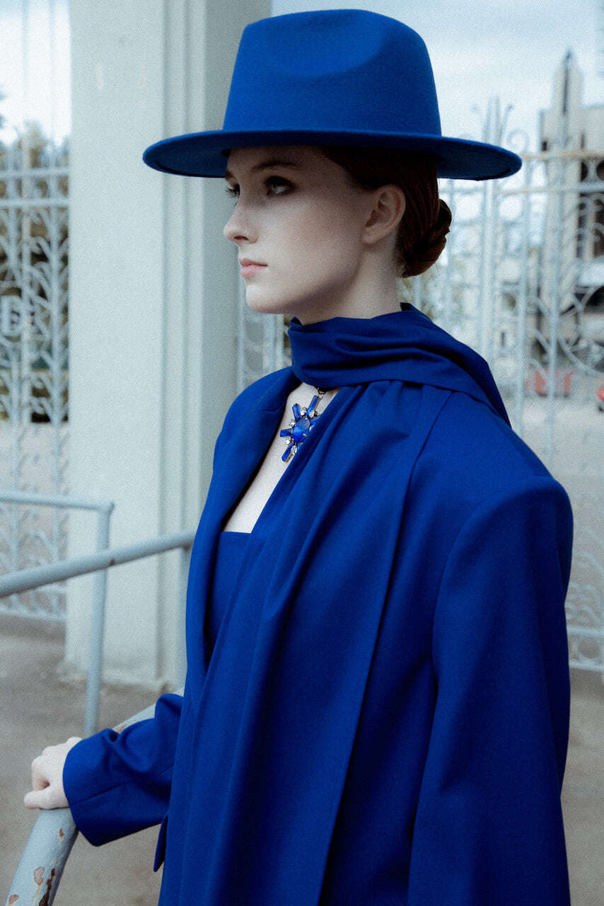 Cobalt Blue Long Viscose-Mix Scarf | KURA Nolo Store