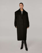 Elegant straight cut coat in black color | TEKERA Nolo Store
