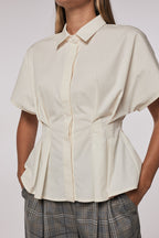 Elegant silk blouse with short sleeves | AKEIN