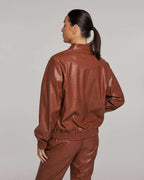 Elegant and warm eco leather bomber jacket | HIDEYO Nolo Store