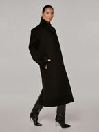 Elegant straight cut coat in black color | TEKERA Nolo Store
