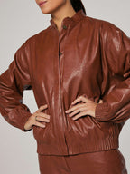Elegant and warm eco leather bomber jacket | HIDEYO Nolo Store
