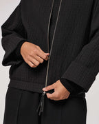 Stylish cotton windbreaker in black color | HITOMI Nolo Store