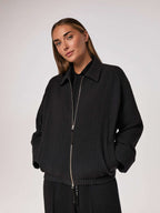 Stylish cotton windbreaker in black color | HITOMI Nolo Store
