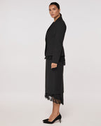 Woolen pencil skirt with lace accent | TOSHI