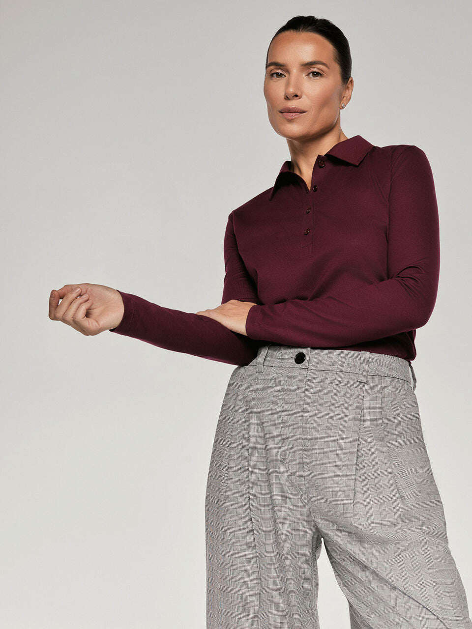Bordeaux top with a polo collar | AYAMI Nolo Store