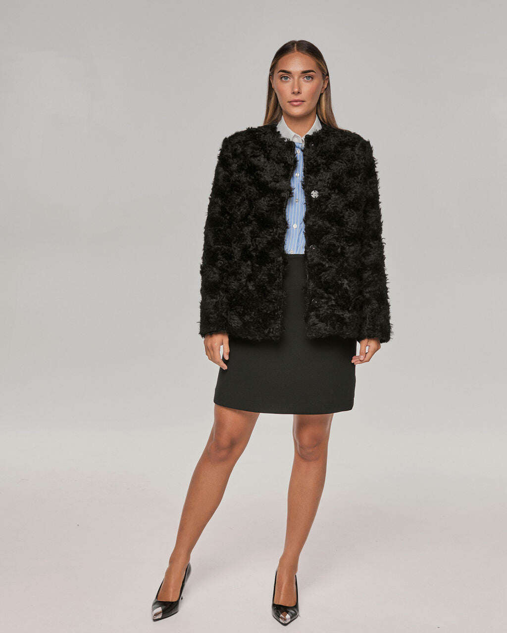 Stylish minimalist coat-jacket in black tone | HOSHI Nolo Store