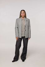 Gray patterned single-breasted blazer | AYAKO Nolo Store