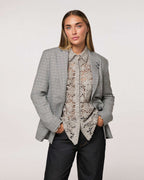 Gray patterned single-breasted blazer | AYAKO Nolo Store