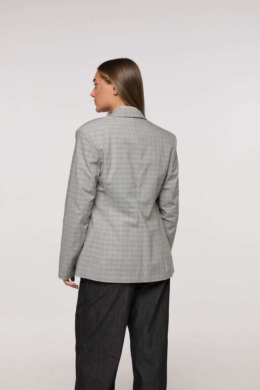 Gray patterned single-breasted blazer | AYAKO Nolo Store