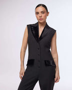 Black, elegant suit with silk velvet details | FUMAYO Nolo Store