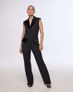 Black, elegant suit with silk velvet details | FUMAYO Nolo Store