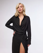 Black long dress with a cape | MIZEKI