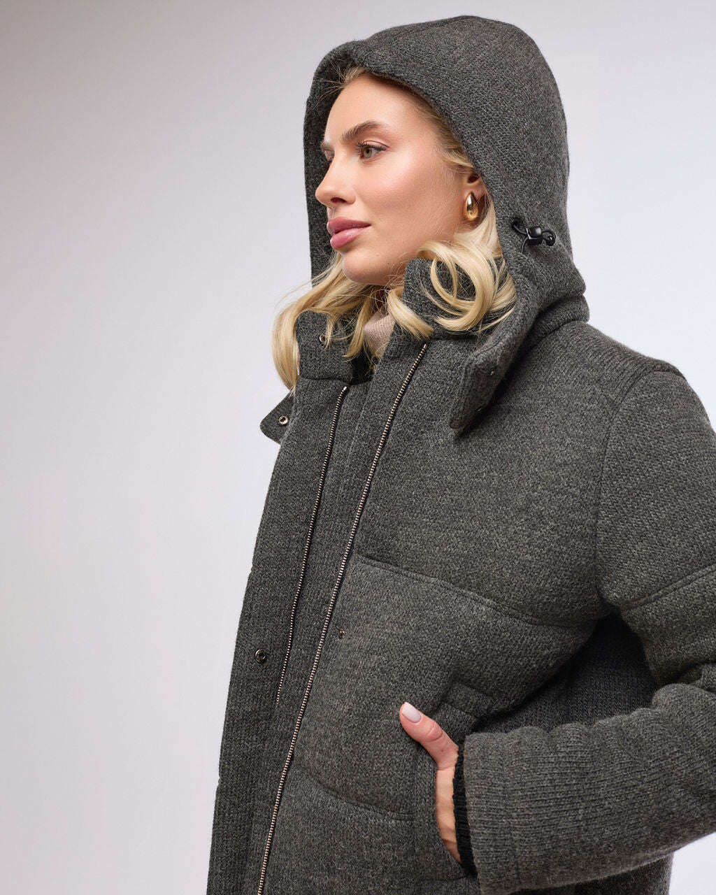 Grey wool knitted short winter jacket | TEKESHI Nolo Store