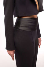 Elegant black trousers with a satin belt | EYUMI Nolo Store