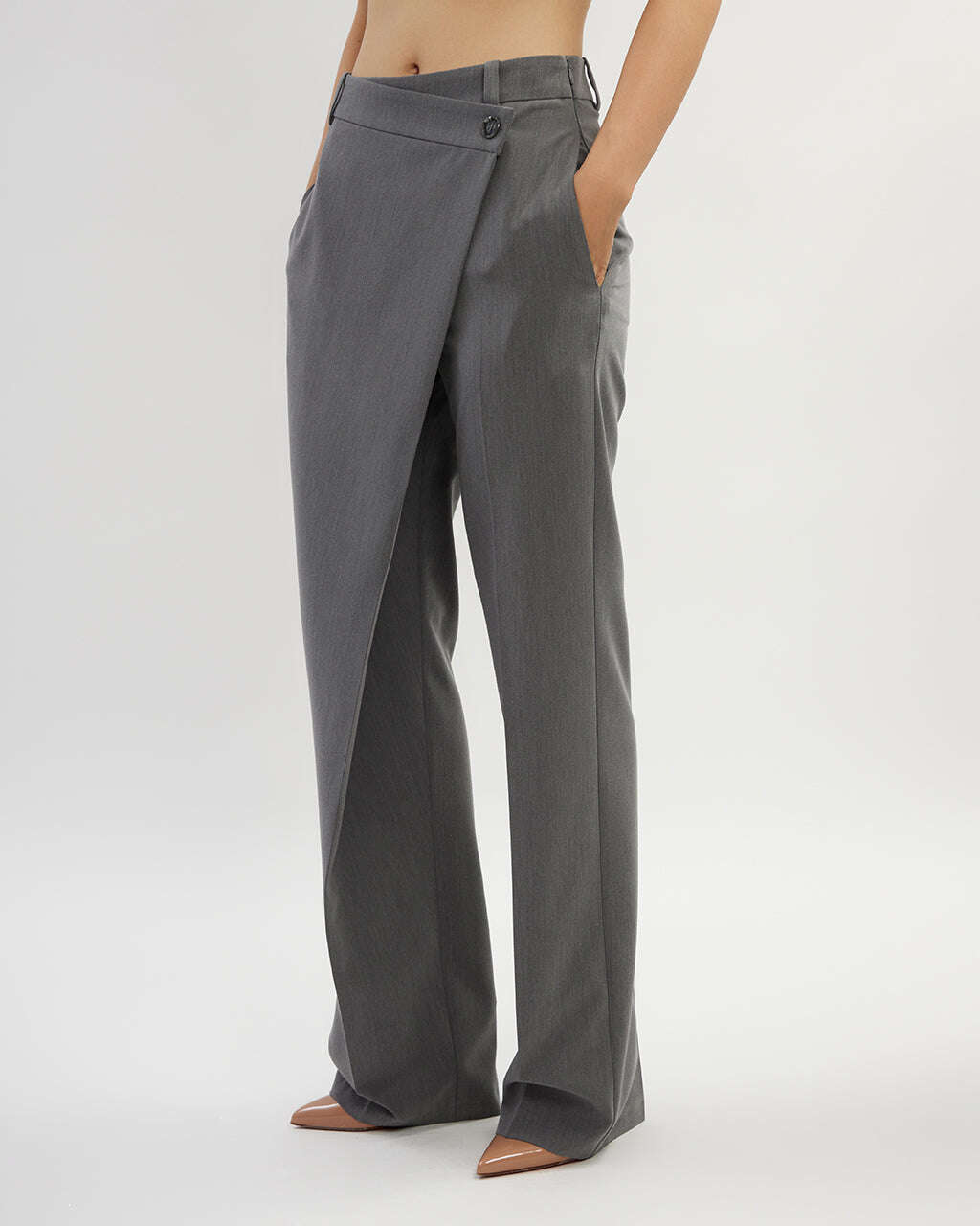 Grey asymmetrical cut trousers |FRANCA Nolo Store