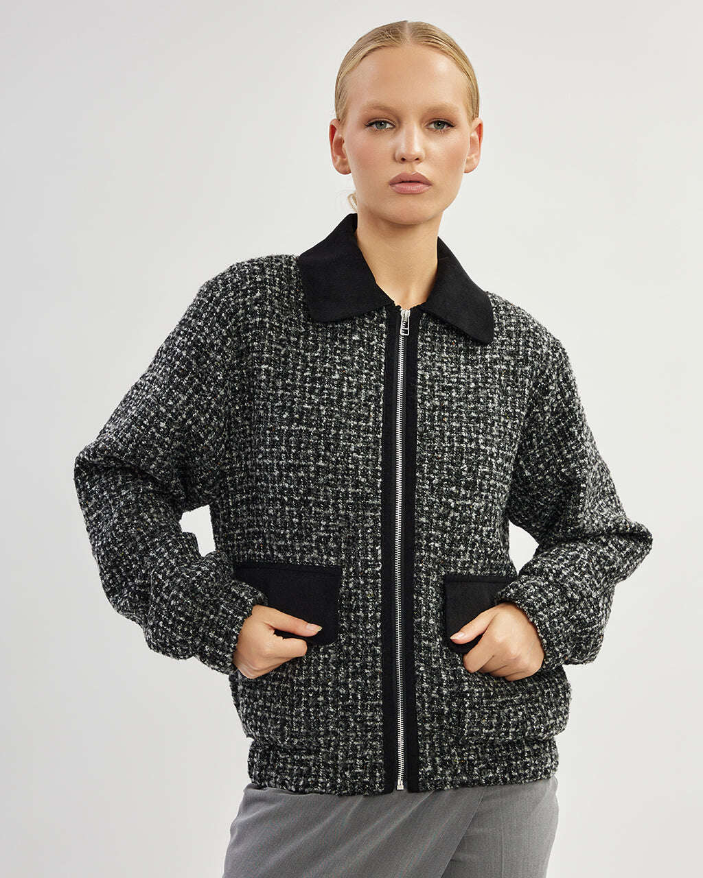 Boucle jacket with contrast detailing |ERNESTA Nolo Store