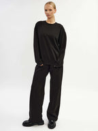 Black straight cut cotton trousers |ELSA Nolo Store