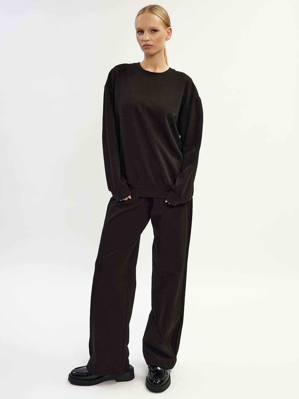 Black straight cut cotton trousers |ELSA Nolo Store
