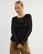Black draped top | ONDINA