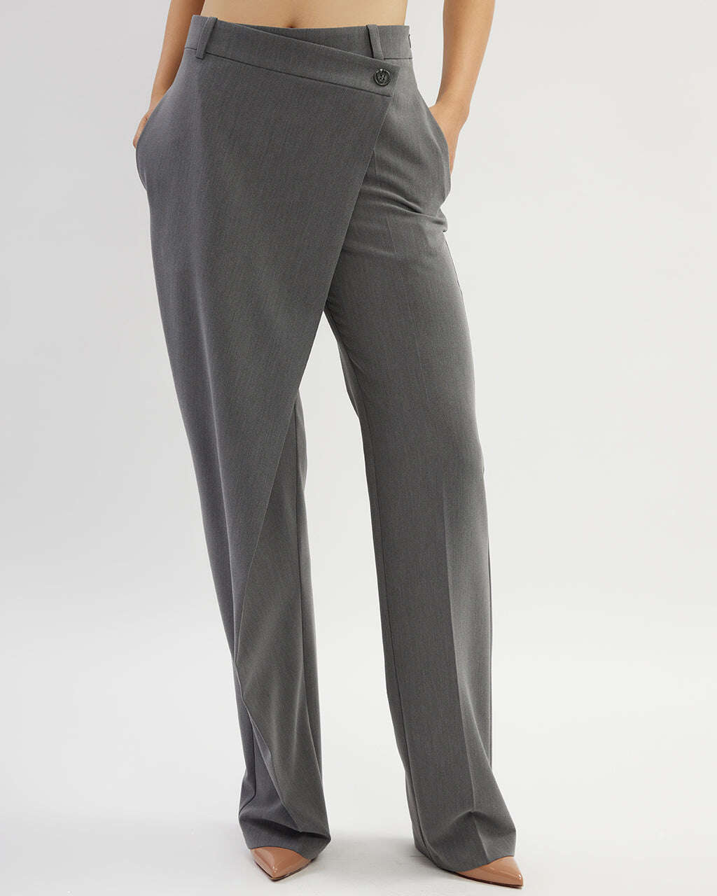 Grey asymmetrical cut trousers |FRANCA Nolo Store