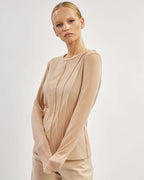 Semi-sheer top with accent stitching |DORIA Nolo Store
