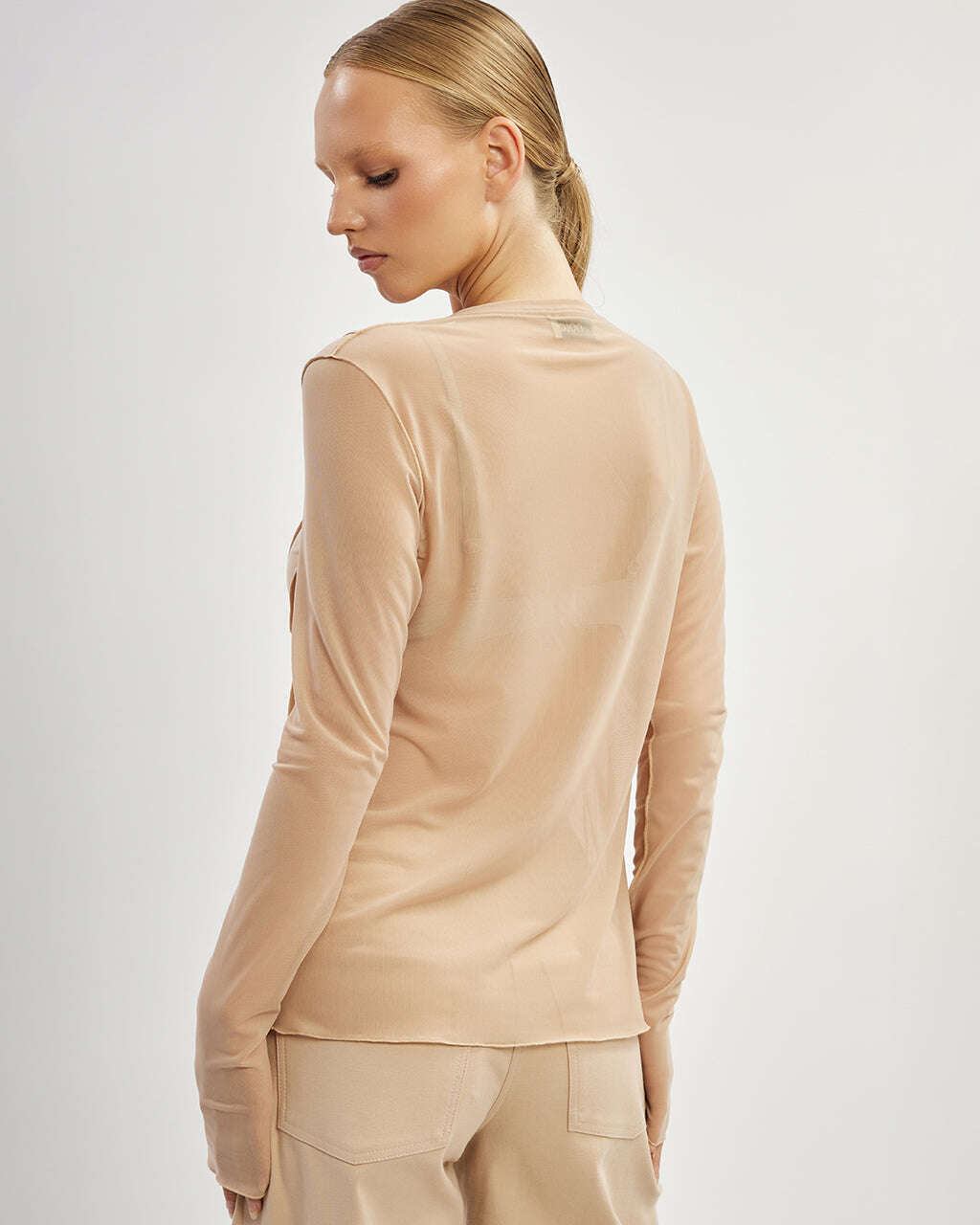 Semi-sheer top with accent stitching |DORIA Nolo Store