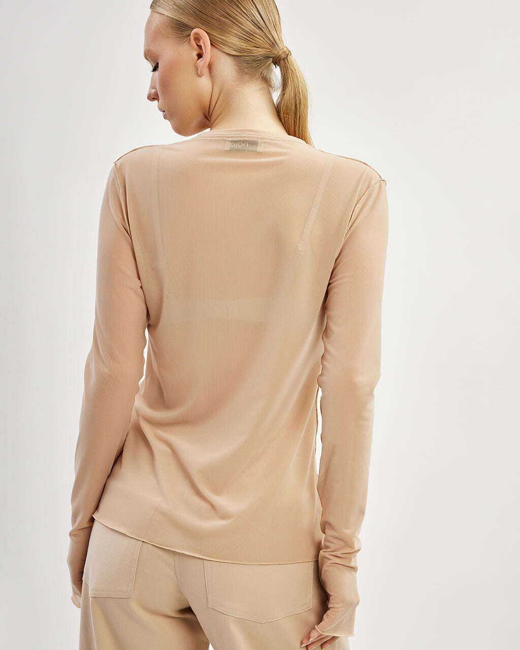 Semi-sheer top with accent stitching |DORIA Nolo Store