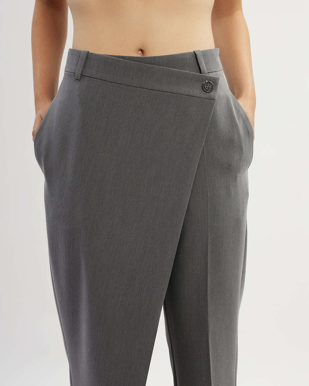 Grey asymmetrical cut trousers |FRANCA Nolo Store