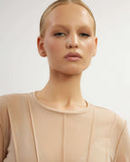 Semi-sheer top with accent stitching |DORIA Nolo Store