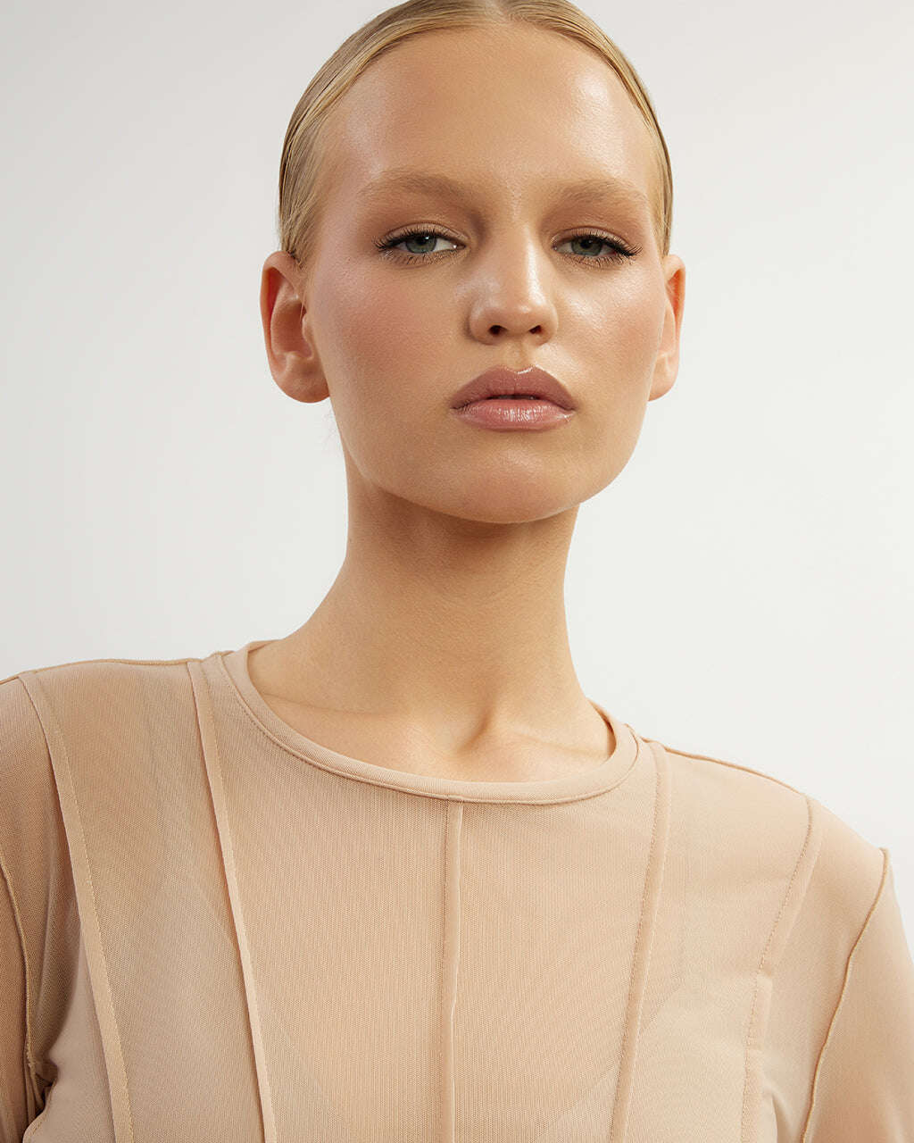 Semi-sheer top with accent stitching |DORIA Nolo Store