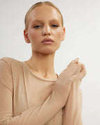 Semi-sheer top with accent stitching |DORIA Nolo Store