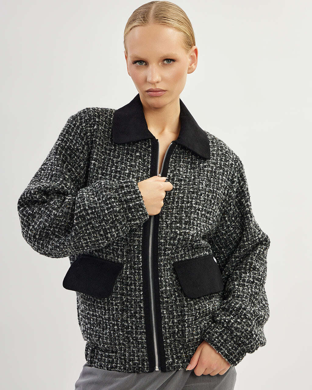 Boucle jacket with contrast detailing |ERNESTA Nolo Store