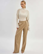 Biege asymmetrical cut trousers |FRANCA Nolo Store