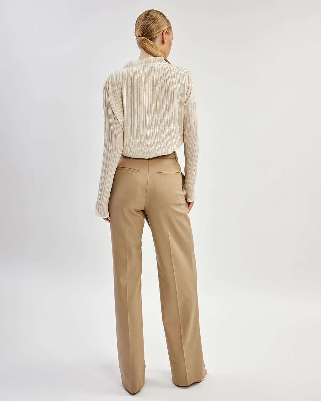 Biege asymmetrical cut trousers |FRANCA Nolo Store