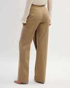 Biege asymmetrical cut trousers |FRANCA Nolo Store