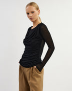 Black draped top | ONDINA