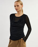 Black draped top | ONDINA