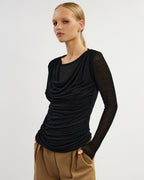 Black draped top | ONDINA