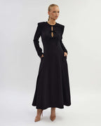 Black midi dress with longsleeves |AGNESSE Nolo Store