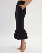 Black midi raffle detail skirt |KARINA Nolo Store