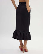 Black midi raffle detail skirt |KARINA Nolo Store
