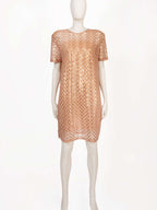 Nude Criss-Cross Sequin Embellished Dress | TAMASHINI Nolo Store